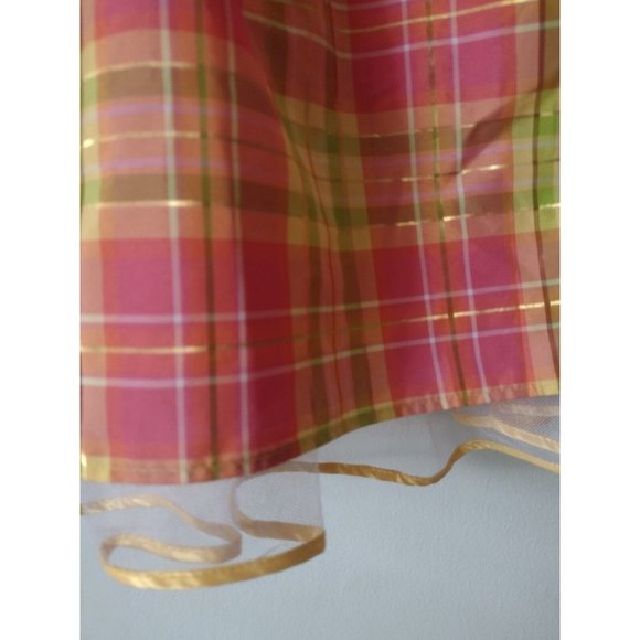 Holiday Editions Plaid Crinoline Dress Sz 7/8 Metallic Sequin Flower Bow Easter - Picture 4 of 6